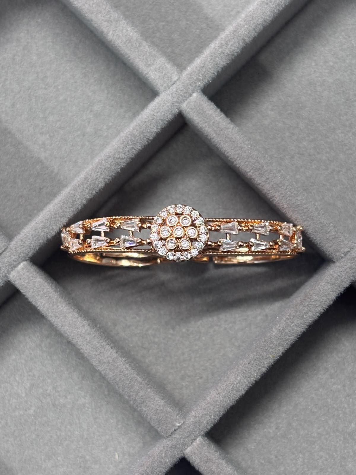 Elegant Rose Gold Crystal Double Finger Ring