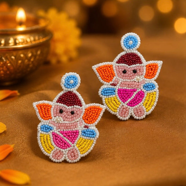 Beaded Ganesha Statement Earrings ✨🪷