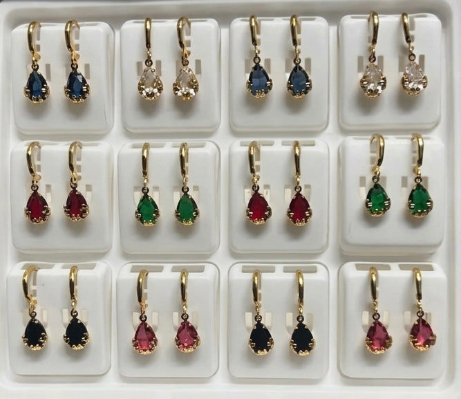 The Royal Teardrop Collection – Multi-Color Dangle Earrings