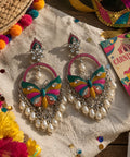 Multicolor Butterfly Pearl Drop Earrings 🦋✨