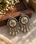 Traditional Oxidized Silver Floral Earrings ✨🌿