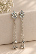 Kashmiri Leaf Crystal Long Dangler Earrings ✨