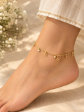 Golden Clover Charm Anklet ✨