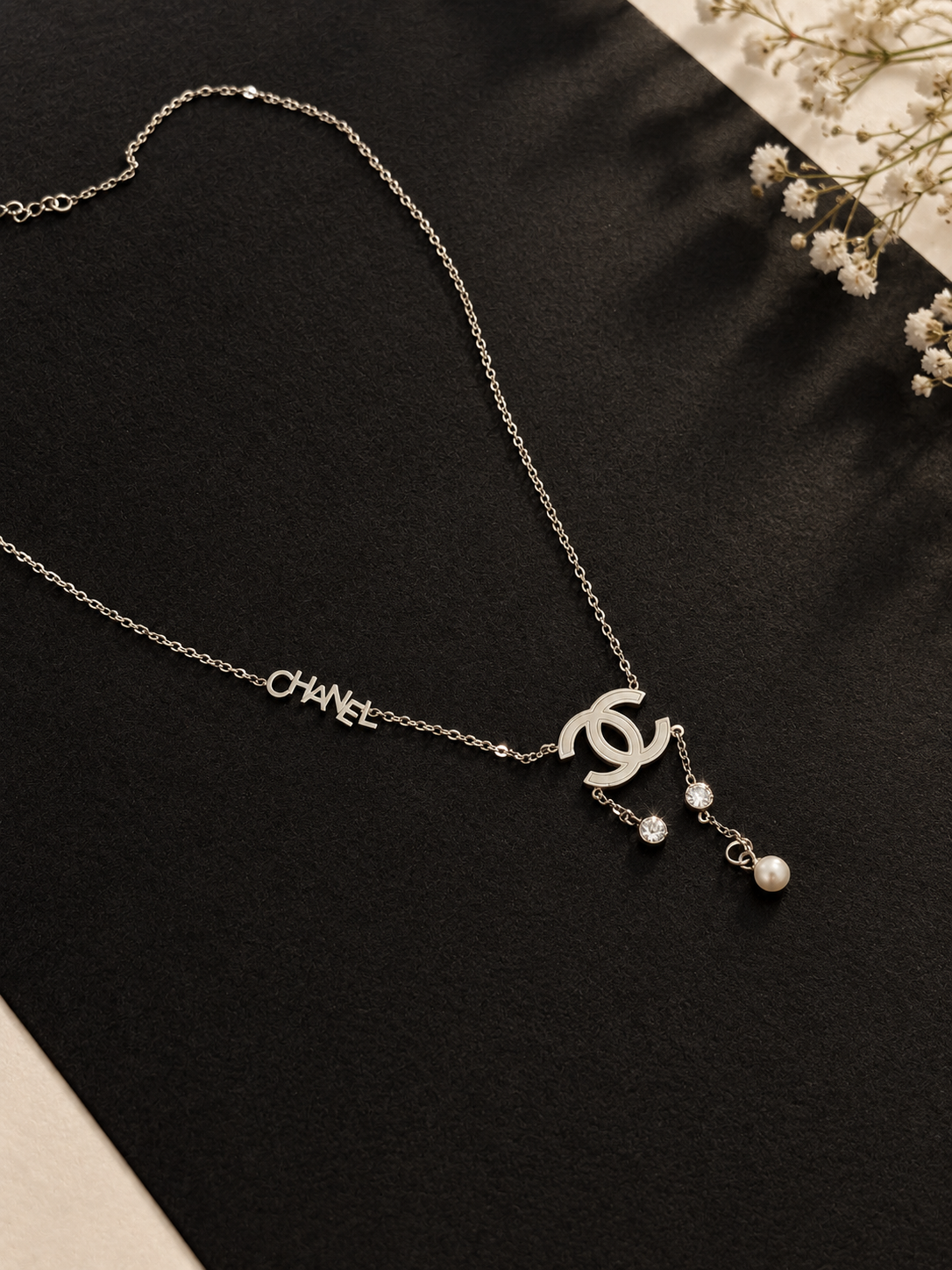 Classic CC Pearl & Crystal Drop Necklace