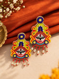 Handcrafted Goddess Durga Face Beaded Statement Earrings ✨🪷