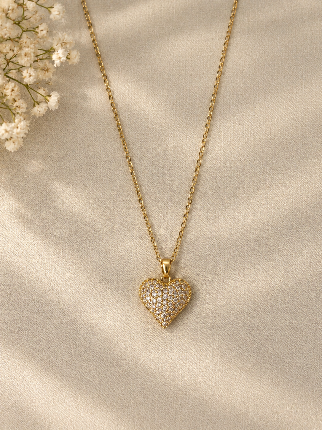 Gold Heart Crystal Pendant Necklace ✨❤️