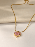 Pink Heart Crystal Pendant Necklace 💗