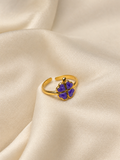 Purple Clover Gold Open Ring 🍀