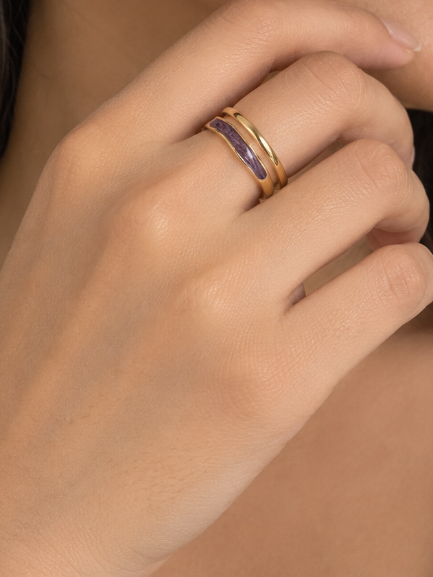 Lavender Luxe Duo Gold Ring Set ✨