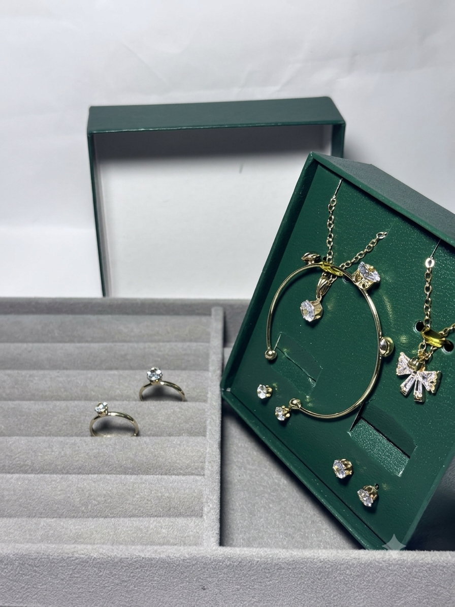 Elegant Girls’ CZ Crystal Jewellery Gift Set with Necklace, Bracelet, Earrings & Rings ✨