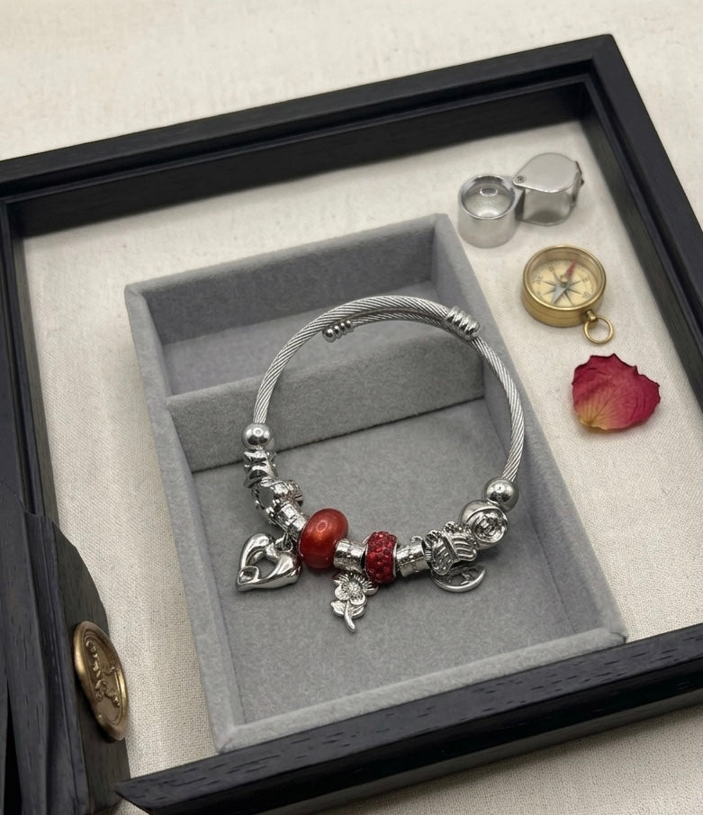 Charm Bracelet with Colorful Beads & Cute Hanging Charms