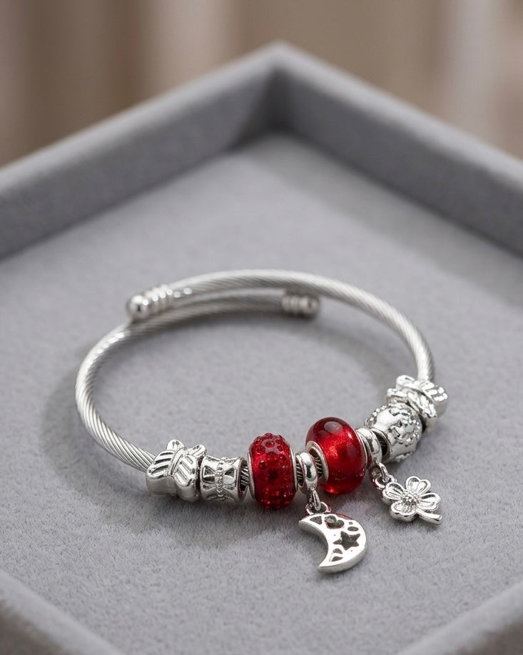 Charm Bracelet with Colorful Beads & Cute Hanging Charms
