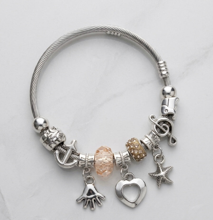 Charm Bracelet with Colorful Beads & Cute Hanging Charms