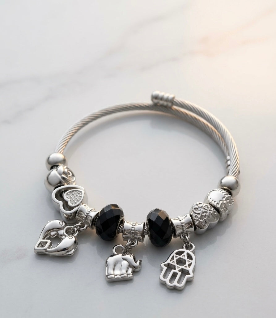 Charm Bracelet with Colorful Beads & Cute Hanging Charms