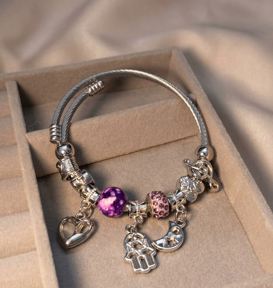 Charm Bracelet with Colorful Beads & Cute Hanging Charms