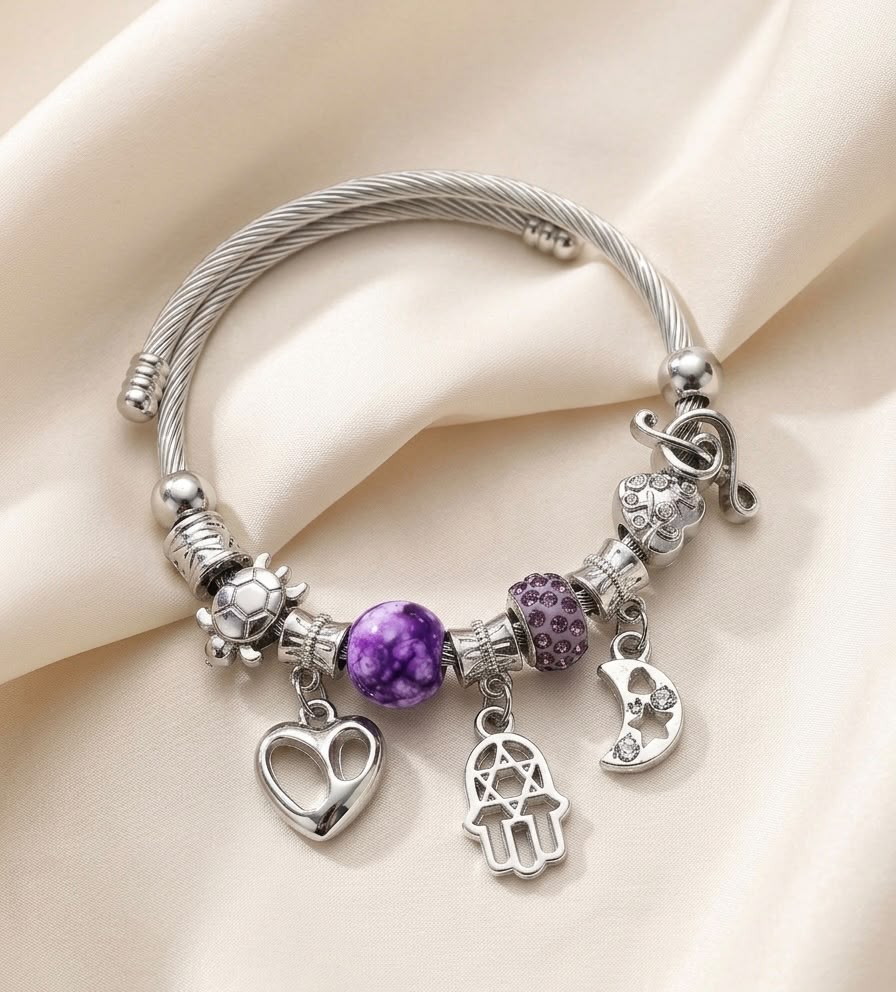 Charm Bracelet with Colorful Beads & Cute Hanging Charms