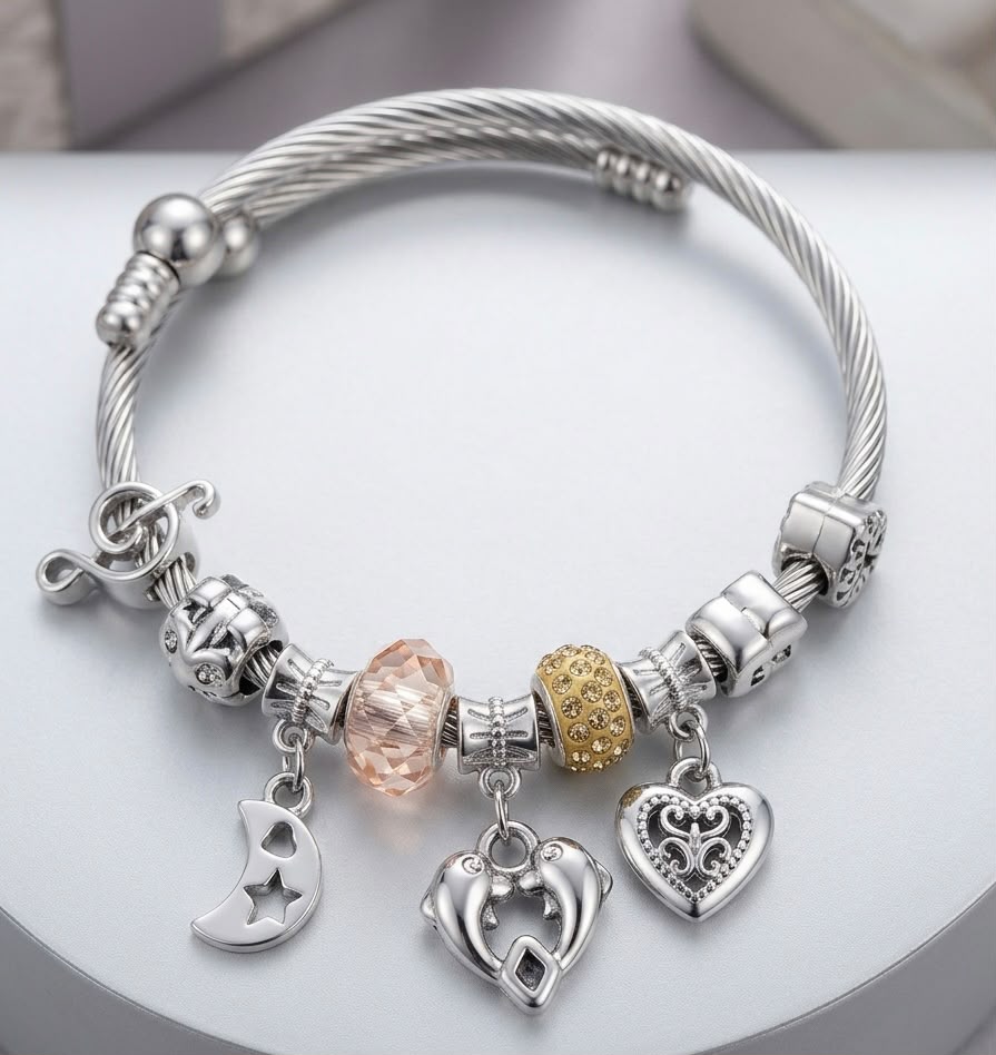 Charm Bracelet with Colorful Beads & Cute Hanging Charms