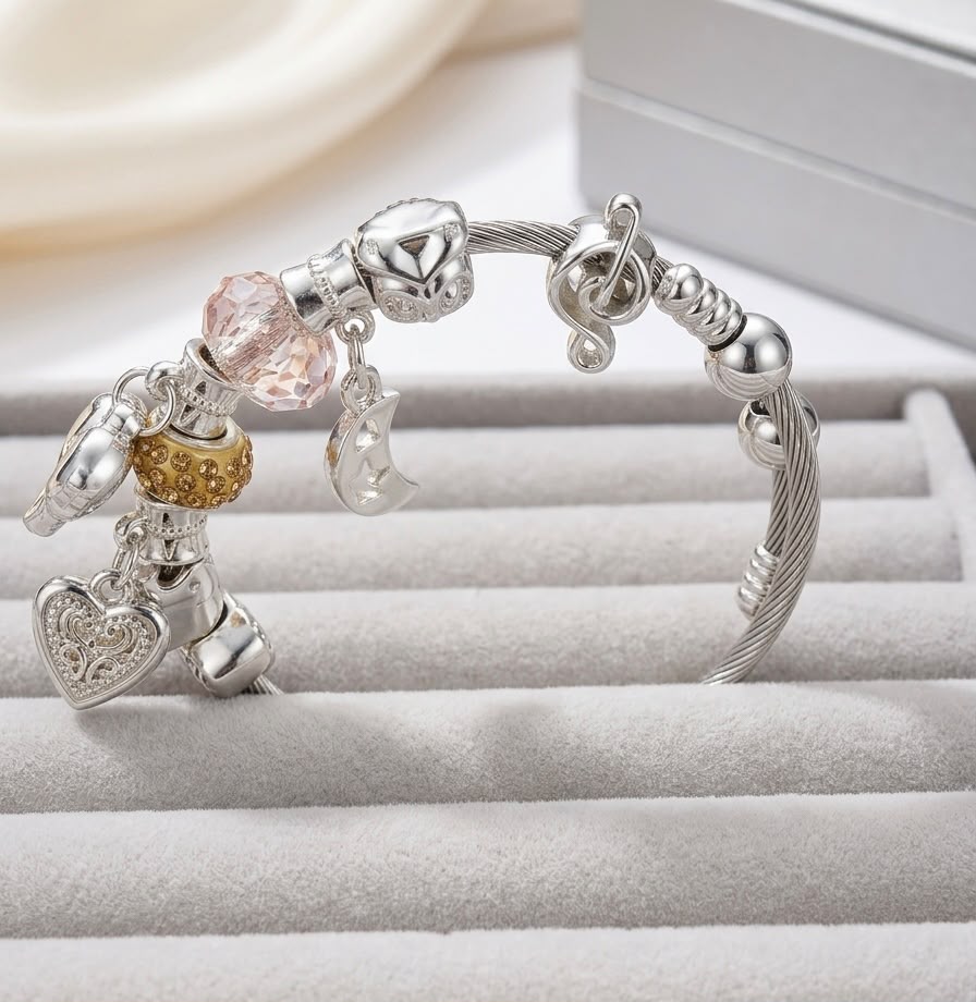 Charm Bracelet with Colorful Beads & Cute Hanging Charms